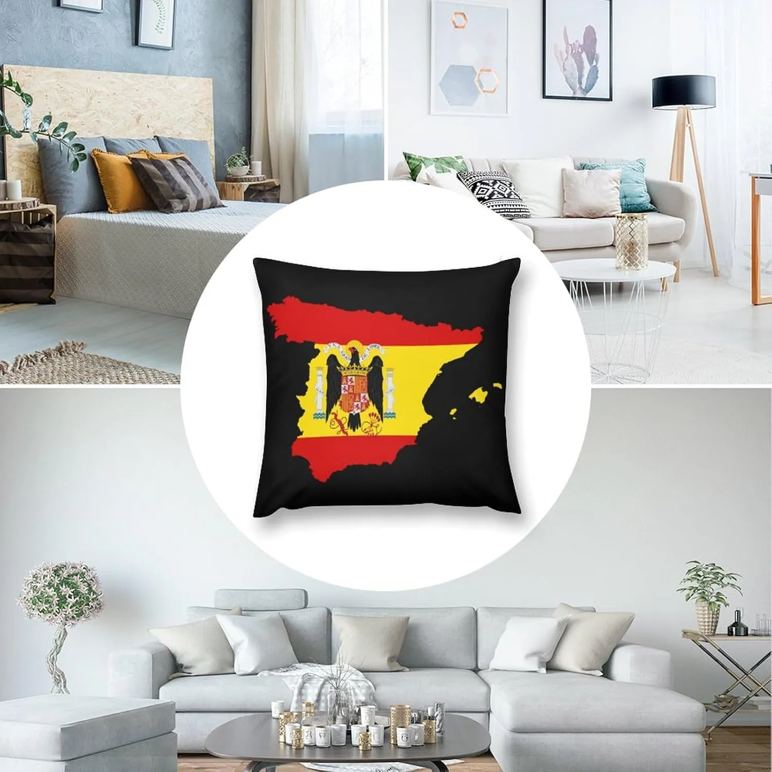 Flag Map of Spain Novelty Pillow Case Bedding Pillowcase for Bedroom Couch Home Decoration 26 "x26