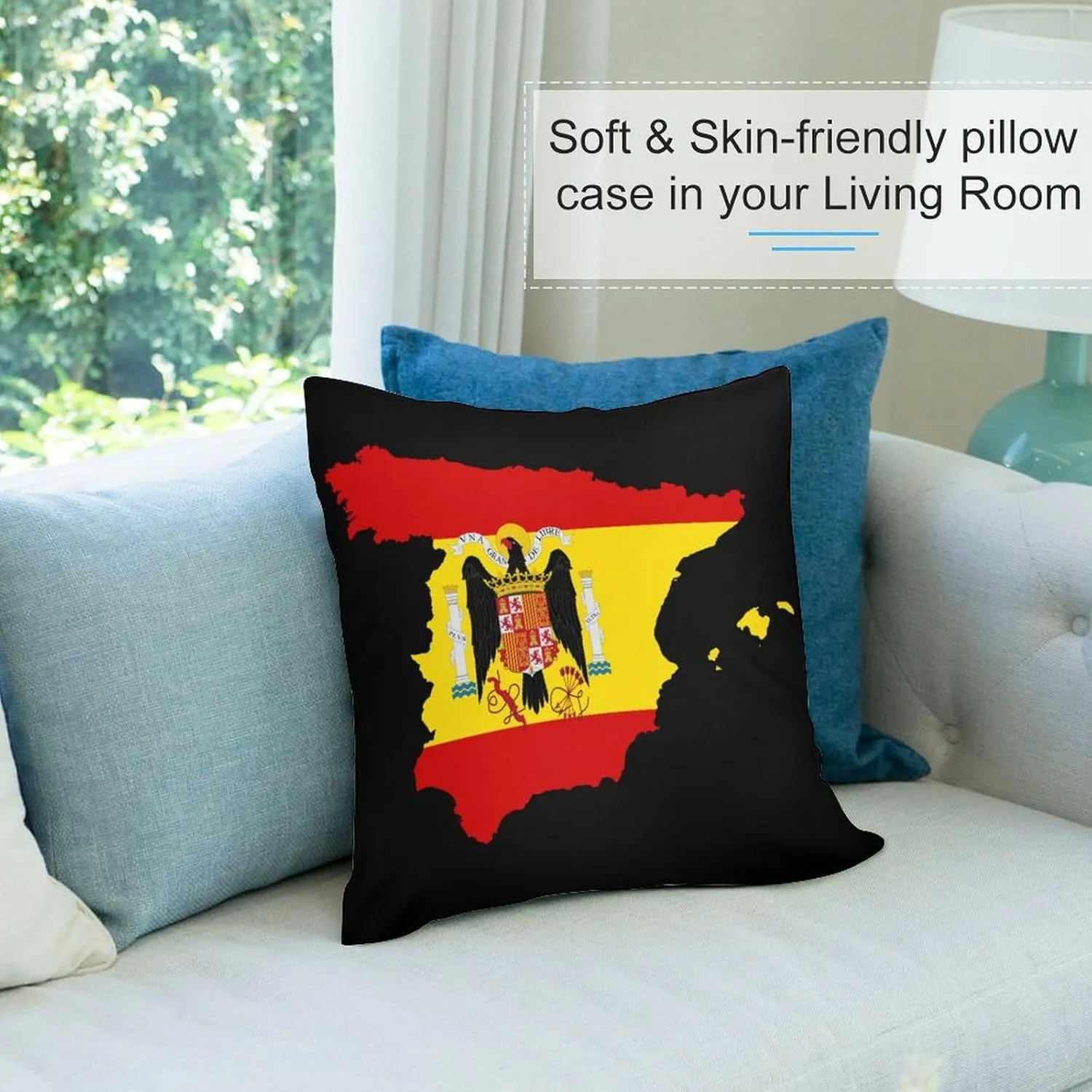 Flag Map of Spain Novelty Pillow Case Bedding Pillowcase for Bedroom Couch Home Decoration 26 "x26