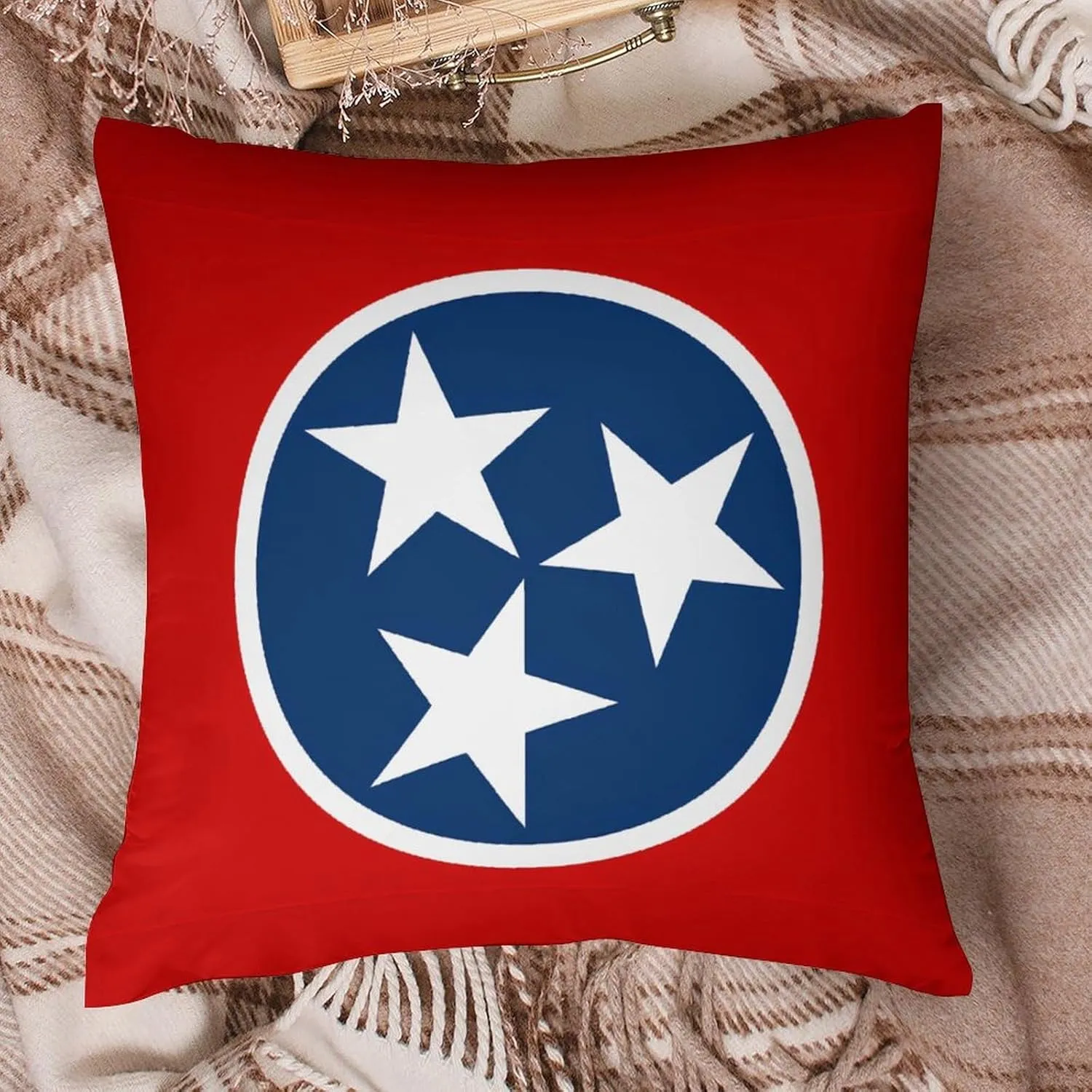 Flag Map of Tennessee Soft Pillow Cases Polyester Throw Pillow Cover Decorative Pillowcases for Sofa Bedroom