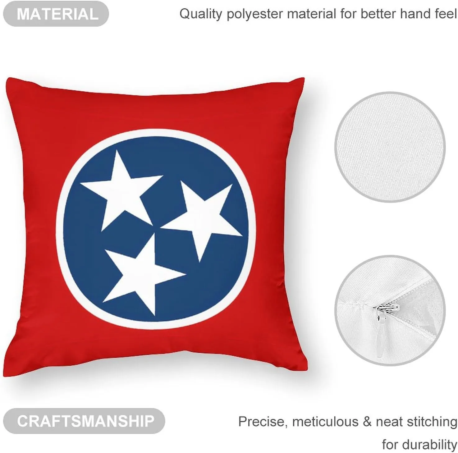 Flag Map of Tennessee Soft Pillow Cases Polyester Throw Pillow Cover Decorative Pillowcases for Sofa Bedroom