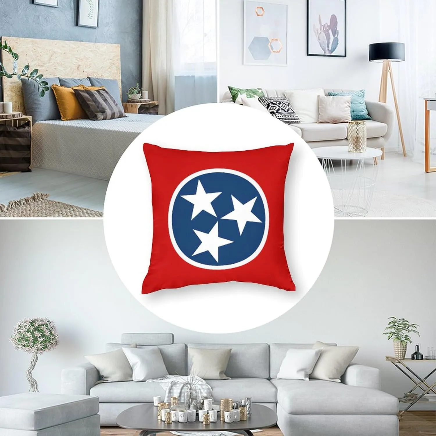 Flag Map of Tennessee Soft Pillow Cases Polyester Throw Pillow Cover Decorative Pillowcases for Sofa Bedroom