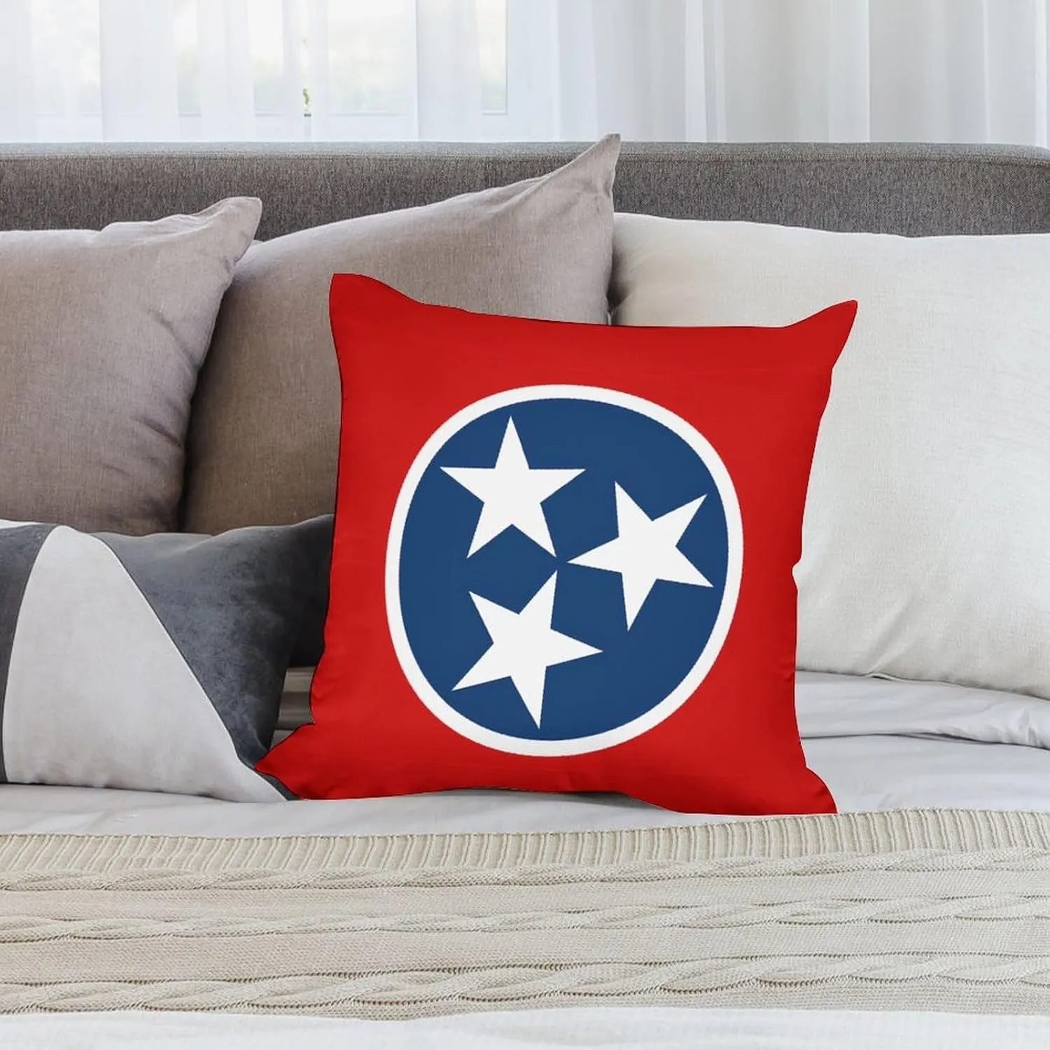 Flag Map of Tennessee Soft Pillow Cases Polyester Throw Pillow Cover Decorative Pillowcases for Sofa Bedroom