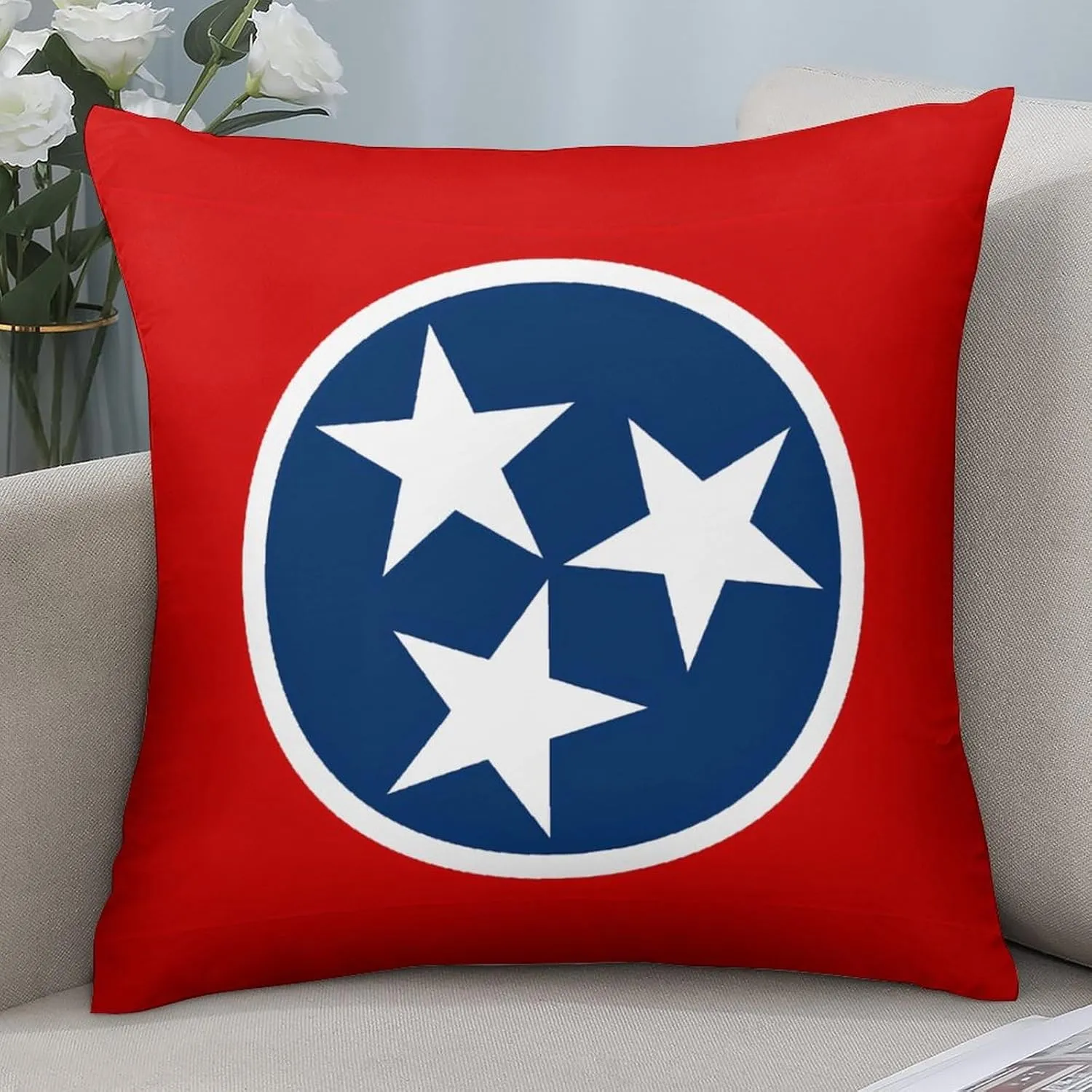Flag Map of Tennessee Soft Pillow Cases Polyester Throw Pillow Cover Decorative Pillowcases for Sofa Bedroom