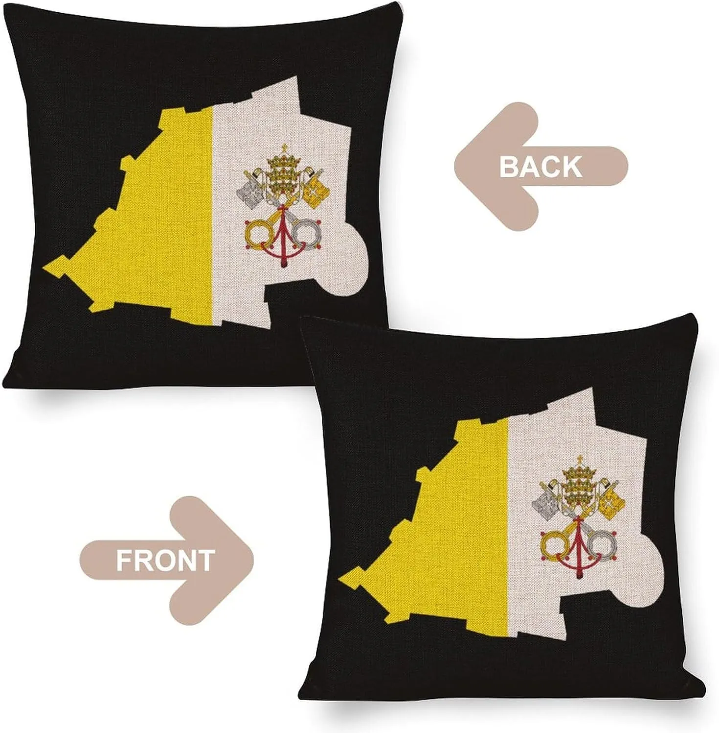 Flag Map of Vatican City Soft Cotton Throw Pillow Cases Linen Cushion Covers Decorative for Couch Sofa Bedroom