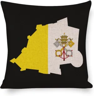 Flag Map of Vatican City Soft Cotton Throw Pillow Cases Linen Cushion Covers Decorative for Couch Sofa Bedroom