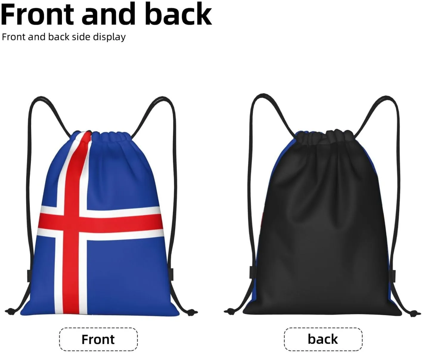 Flag of Iceland print Sports Drawstring Backpack String Swim Gym Bag for Women and Men Small Gym Bag