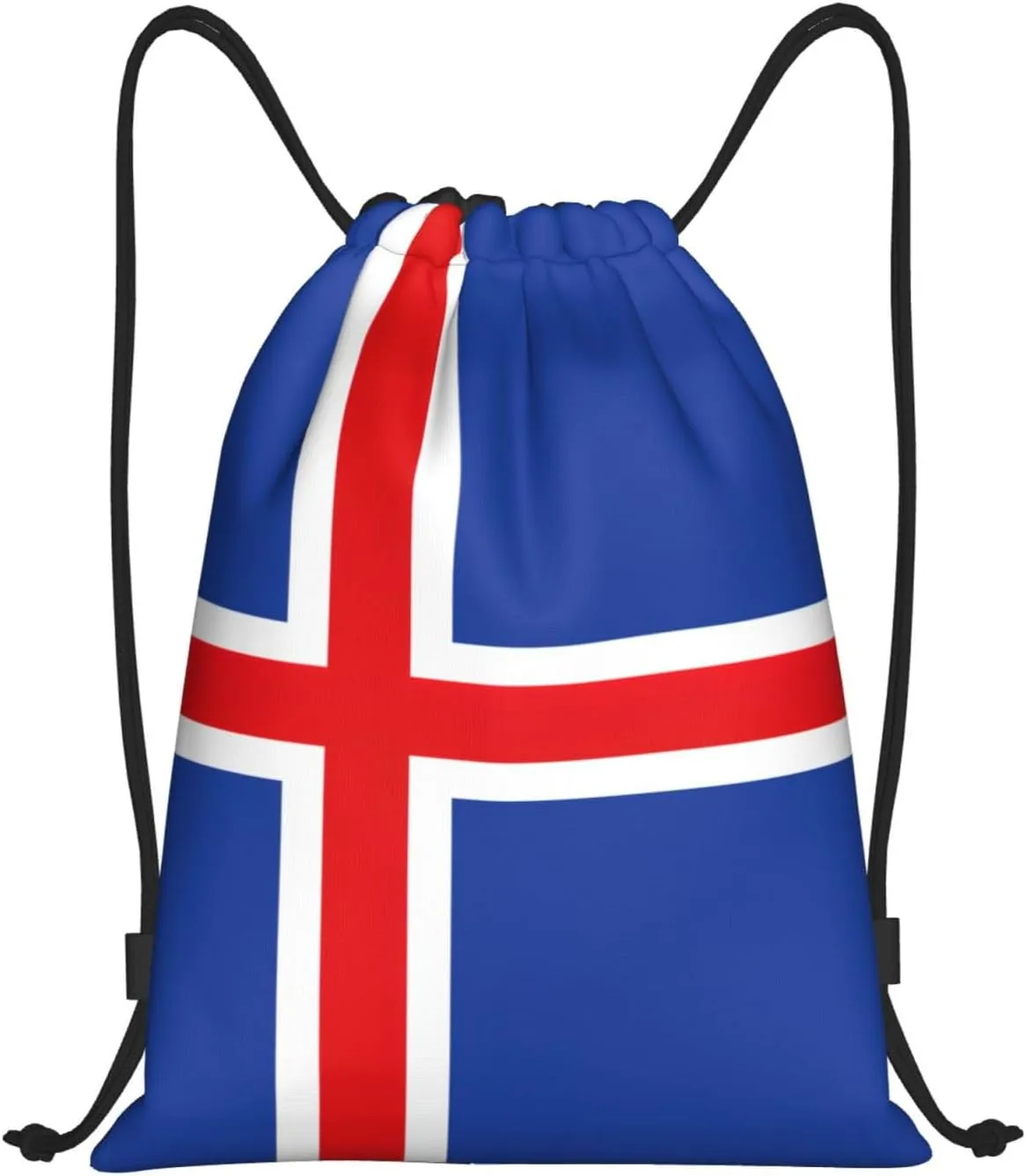Flag of Iceland print Sports Drawstring Backpack String Swim Gym Bag for Women and Men Small Gym Bag