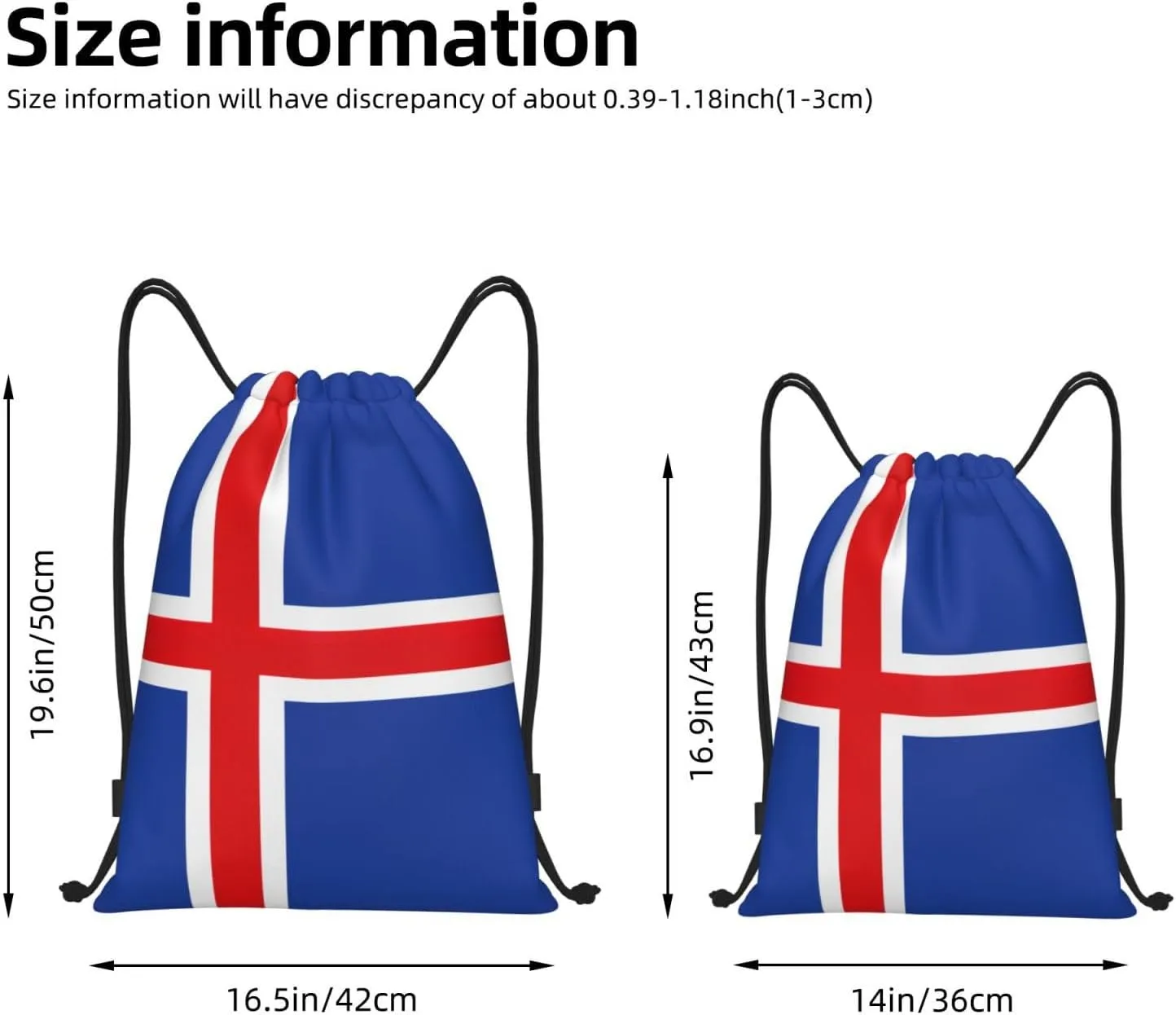 Flag of Iceland print Sports Drawstring Backpack String Swim Gym Bag for Women and Men Small Gym Bag