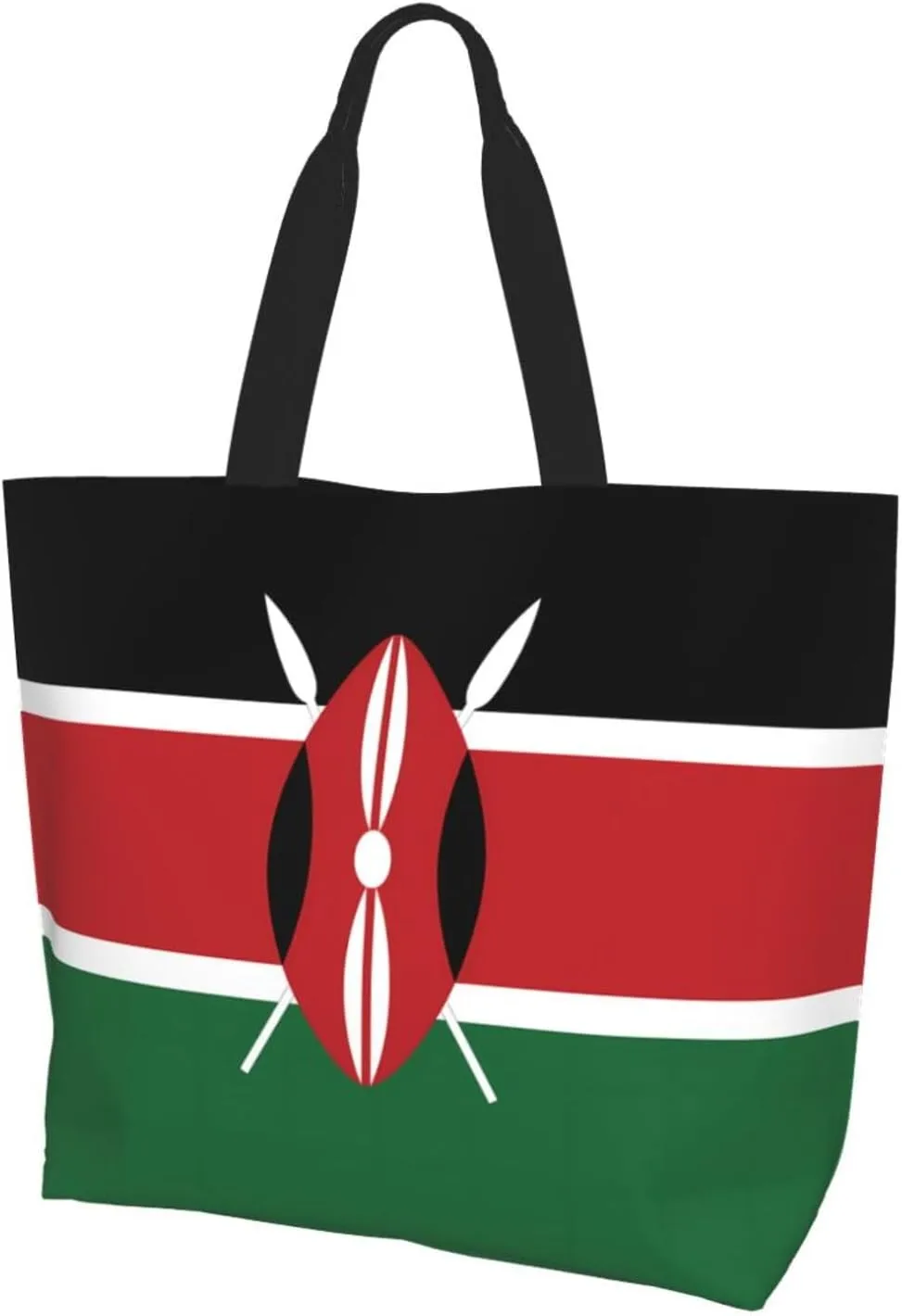 Flag of Kenya Large one-shoulder shopping bag, women's one-shoulder casual handbag, reusable multi-purpose shopping bag