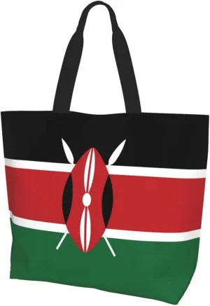 Flag of Kenya Large one-shoulder shopping bag, women's one-shoulder casual handbag, reusable multi-purpose shopping bag