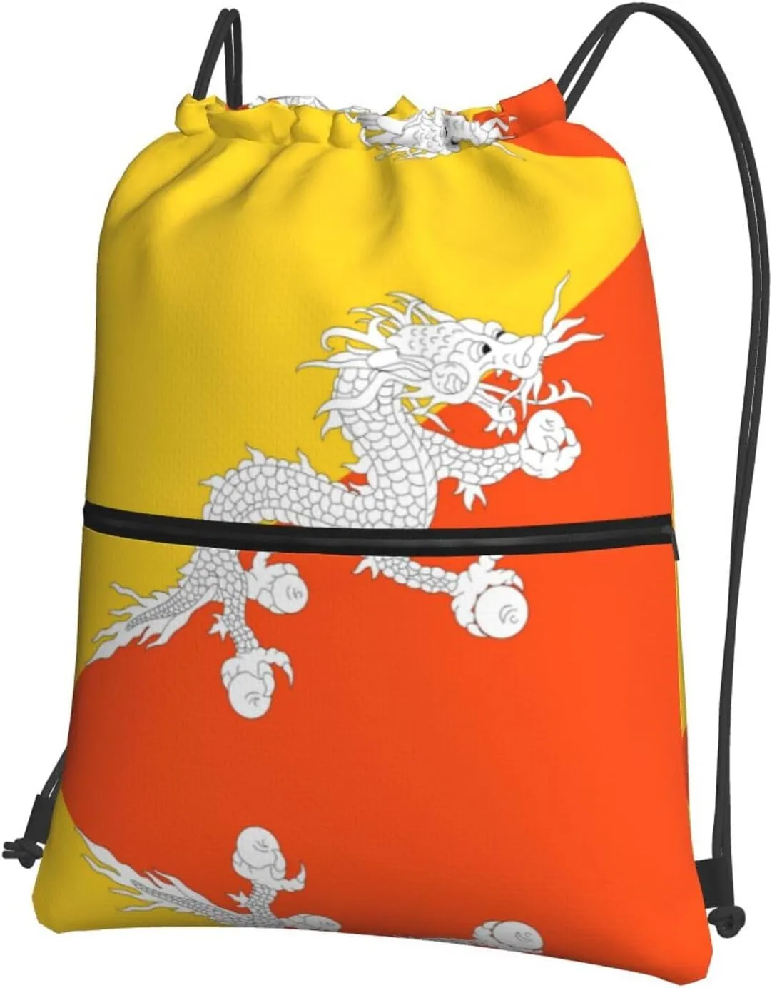 Flag of the Kingdom of Bhutan Print Drawstring Backpack â€“ Lightweight & Durable Gym Bag for Sports, Travel, Hiking, Yoga, and More