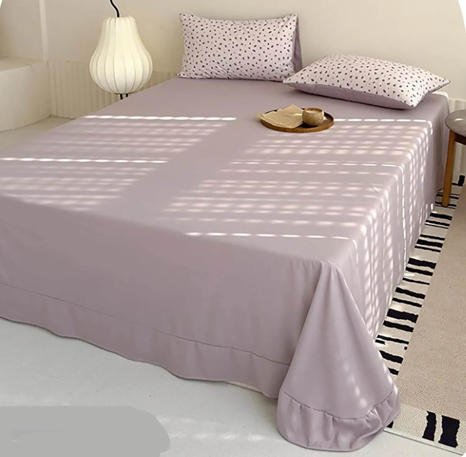 Floral Duvet Cover Set Full Size for All Season,Ultra Soft Breathable Cartoon Animal Pattern Comforter Cover,4Pcs Cozy Reversible Bed Cover with Zipper Closure(Purple B,Twin(3pcs))