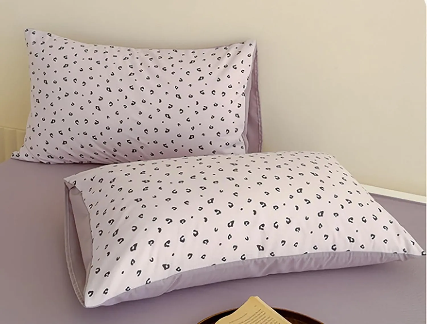Floral Duvet Cover Set Full Size for All Season,Ultra Soft Breathable Cartoon Animal Pattern Comforter Cover,4Pcs Cozy Reversible Bed Cover with Zipper Closure(Purple B,Twin(3pcs))