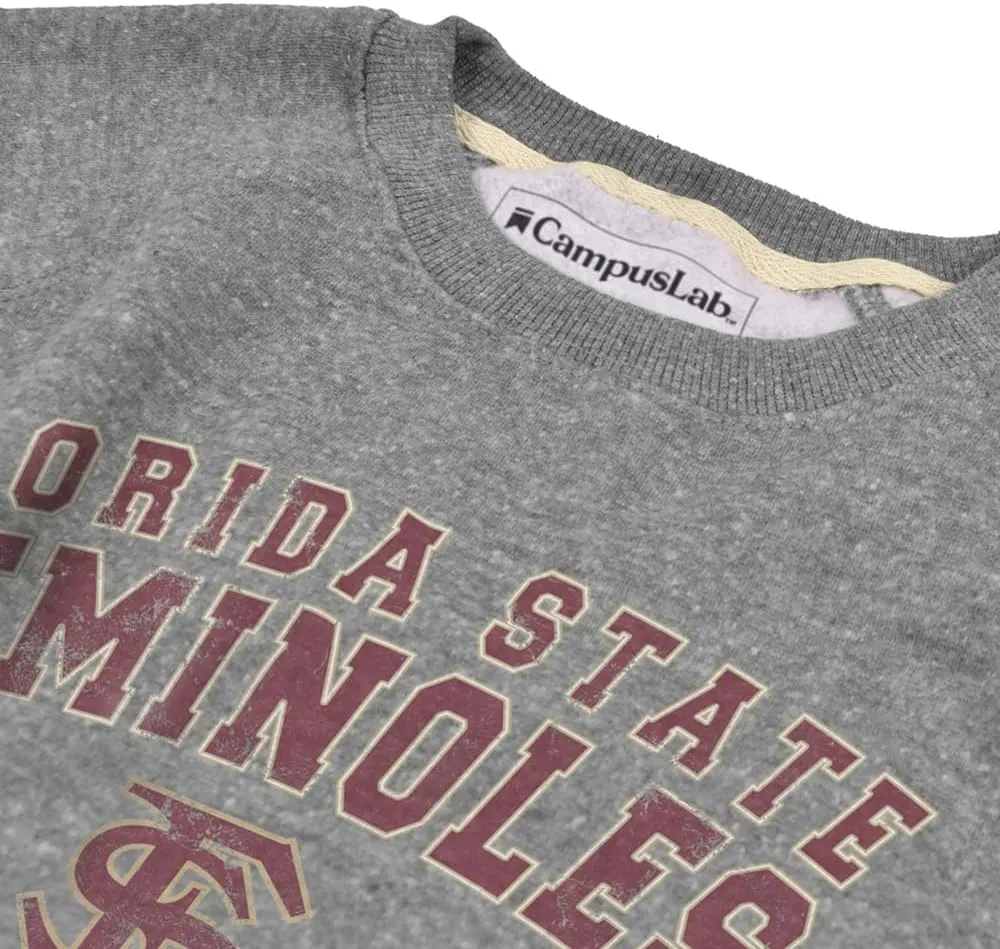 Florida State University Distressed Baseball Unisex Adult Slim Fit Crewneck Sweatshirt