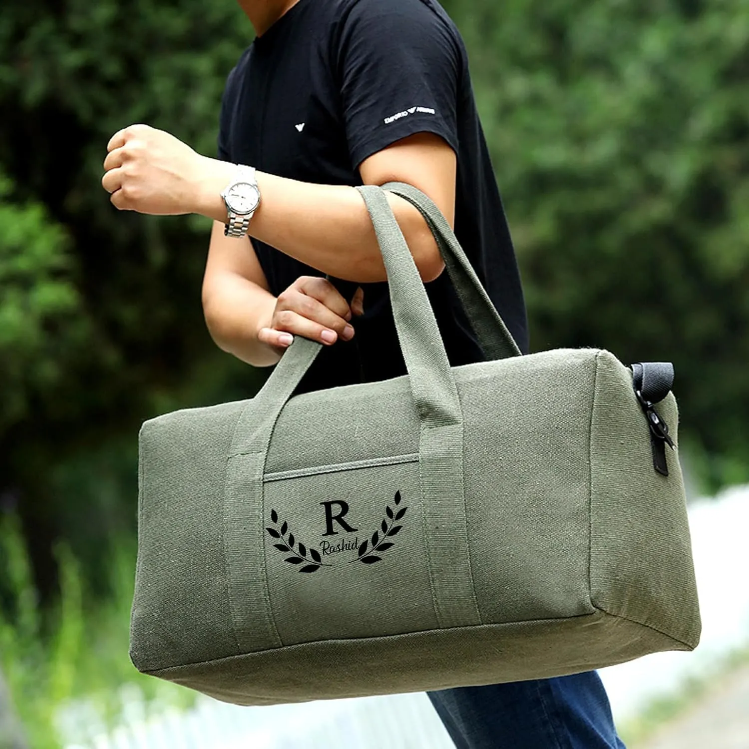 Flycalf Personalized Duffle Bag Sports Gym Bags for Men 2024 Canvas Traveling Large Capacity Shaving Bag Organizer