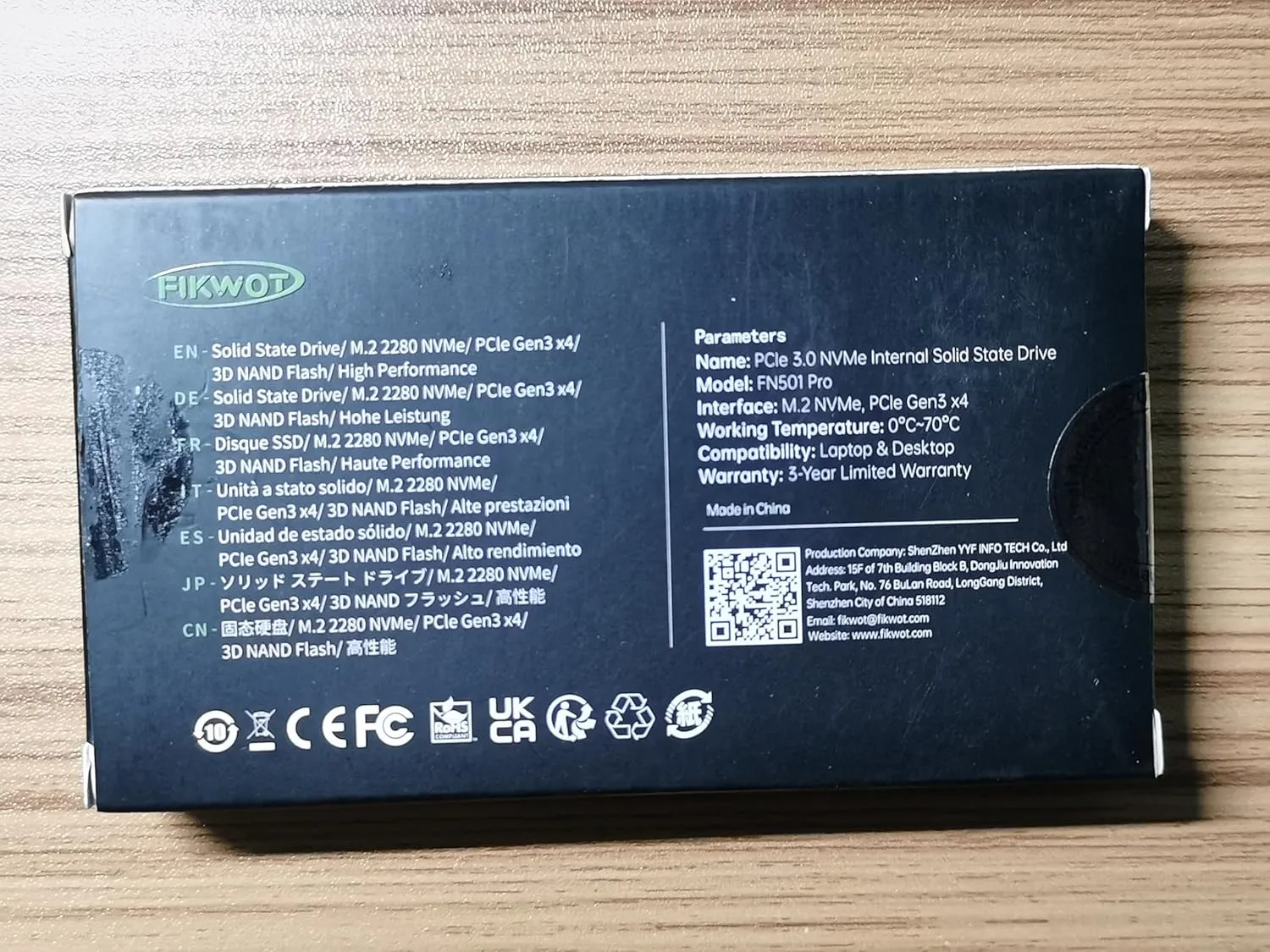 FN501 Pro 2TB NVMe SSD - M.2 2280 PCIe Gen3 x4 Internal Solid State Drive with Graphene Cooling Sticker, Up to 3,500MB/s, SLC Cache 3D NAND TLC, Compatible with Laptop & PC Desktop