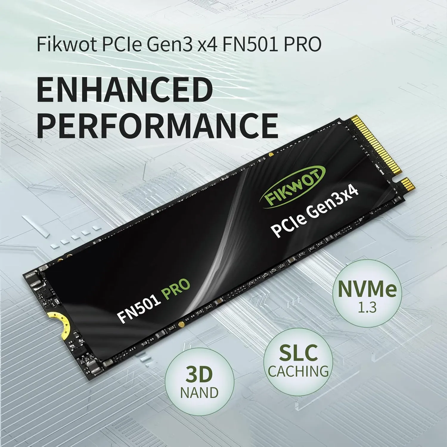 FN501 Pro 2TB NVMe SSD - M.2 2280 PCIe Gen3 x4 Internal Solid State Drive with Graphene Cooling Sticker, Up to 3,500MB/s, SLC Cache 3D NAND TLC, Compatible with Laptop & PC Desktop