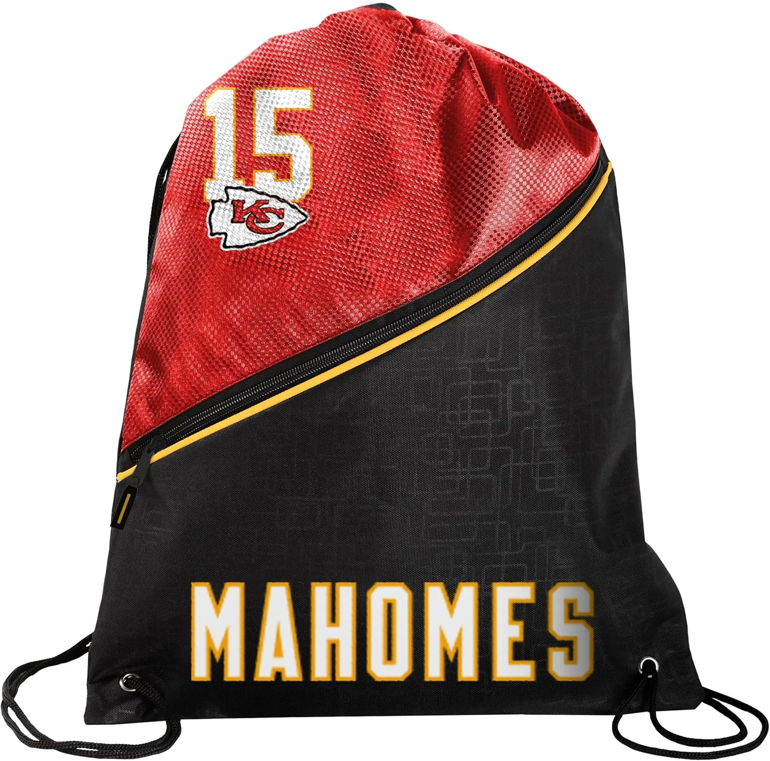 FOCO - Kansas City Chiefs High End Diagonal Drawstring Backpack Gym Bag - Patrick Mahomes #15