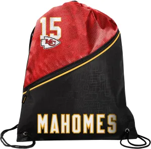 FOCO - Kansas City Chiefs High End Diagonal Drawstring Backpack Gym Bag - Patrick Mahomes #15