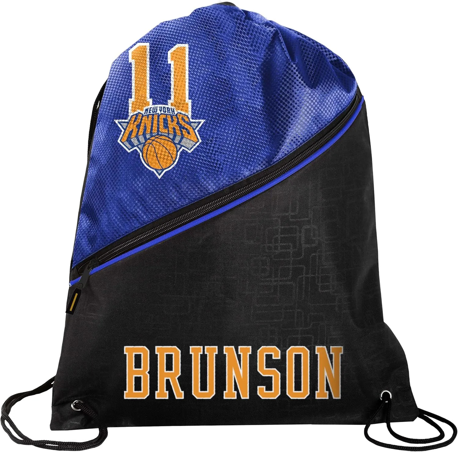 FOCO - NBA New York Knicks High End Diagonal Drawstring Backpack Gym Bag - Jalen Brunson #11