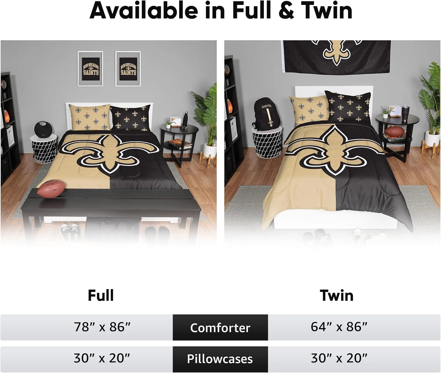 FOCO NFL Team Logo Bed in a Bag Comforter Bedding 3-Piece Set