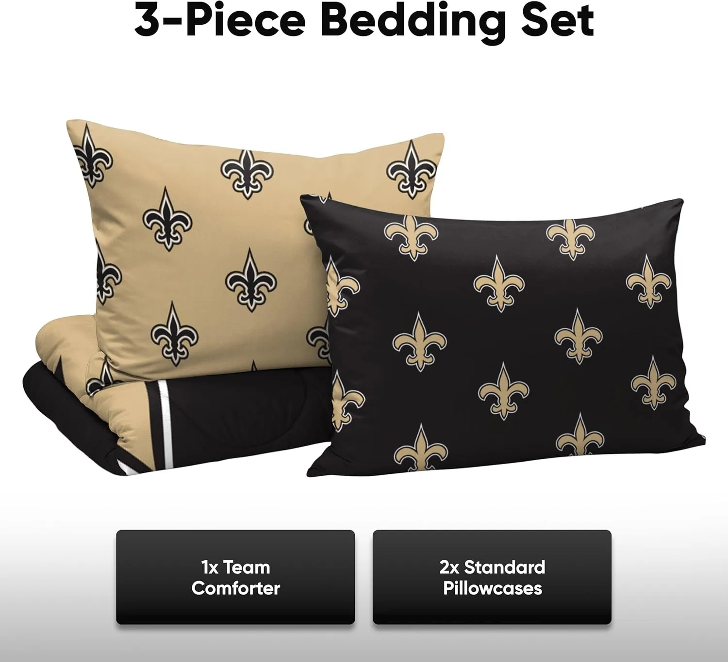 FOCO NFL Team Logo Bed in a Bag Comforter Bedding 3-Piece Set