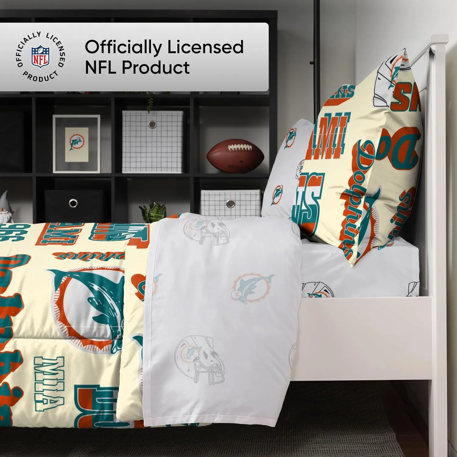 FOCO Unisex-Adult NFL Team Logo Bed in a Bag Comforter Sheets Pillow Cases Bedding 5-Piece Set
