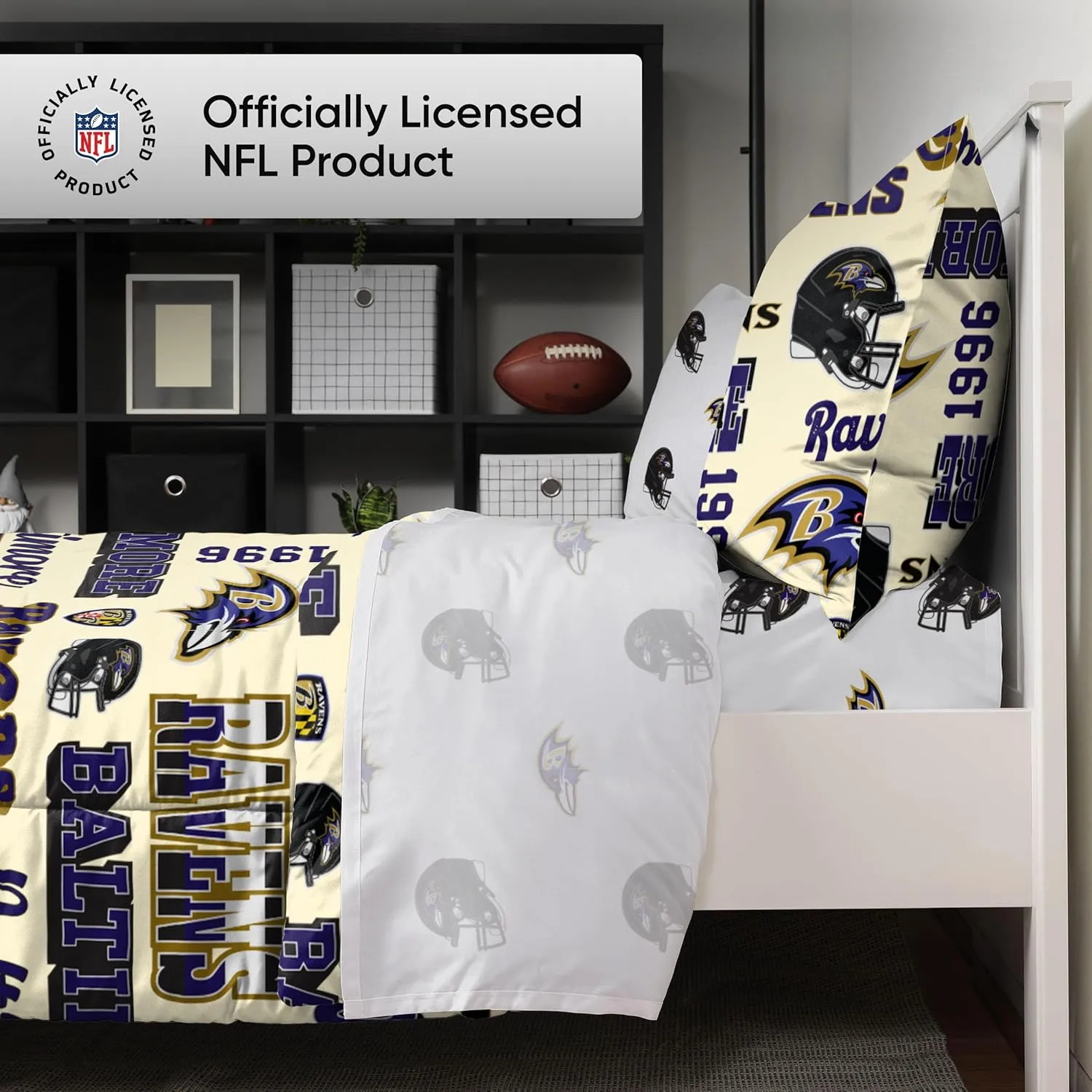 FOCO Unisex-Adult NFL Team Logo Bed in a Bag Comforter Sheets Pillow Cases Bedding 5-Piece Set
