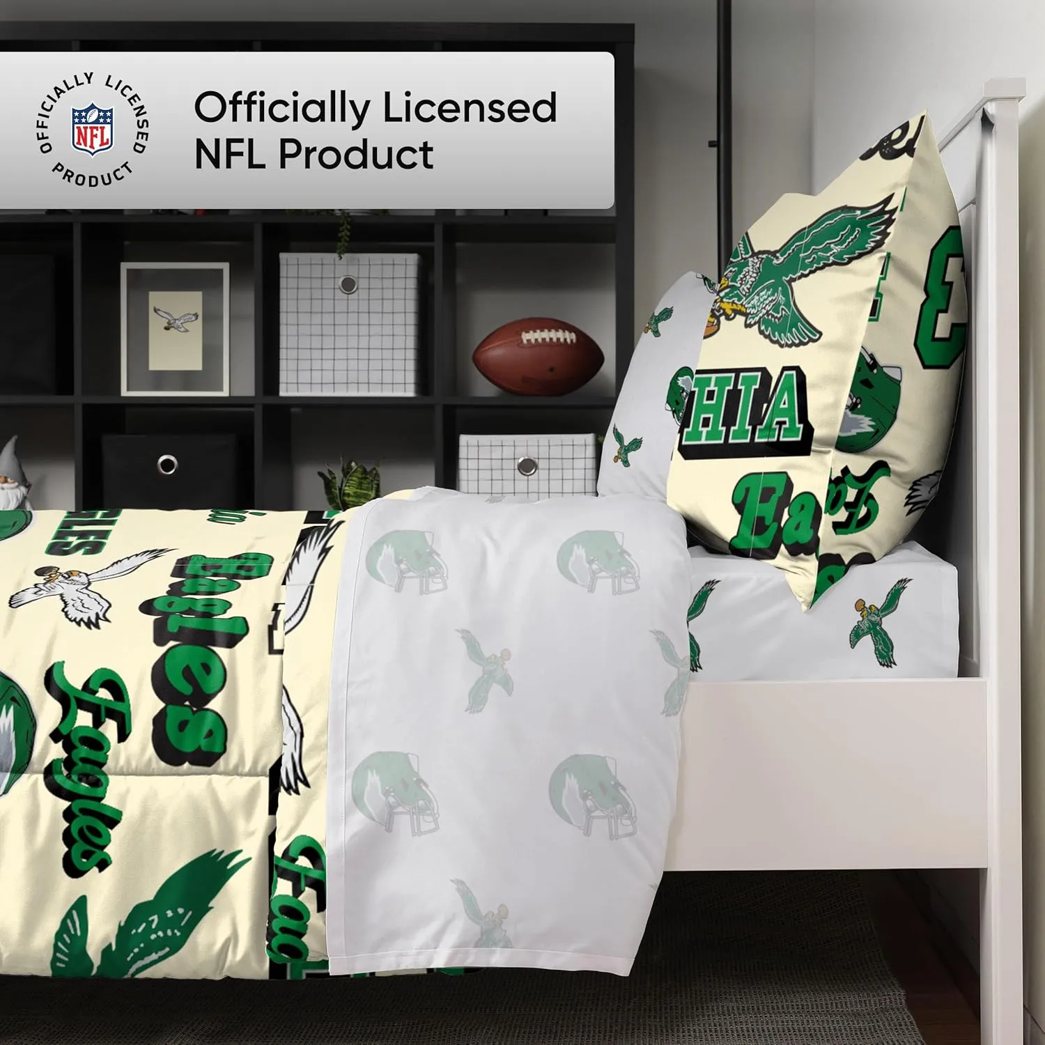 FOCO Unisex-Adult NFL Team Logo Bed in a Bag Comforter Sheets Pillow Cases Bedding 5-Piece Set