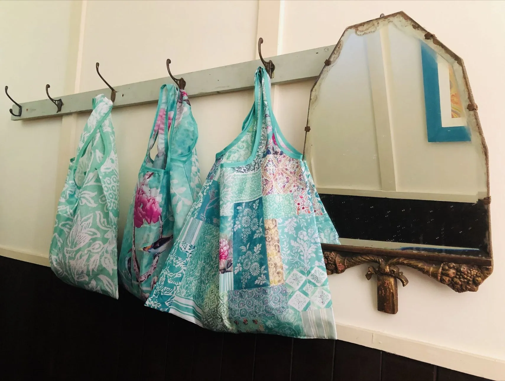 Fold Up Shopping Bag - Spice Island Verdigris
