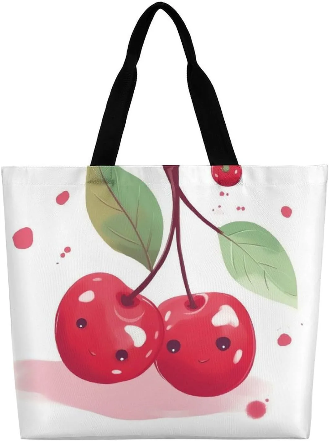 Foldable Grocery Bag Reusable Shopping Bag Cute Cherry Tote Bag Casual Handbags for Work Shopping
