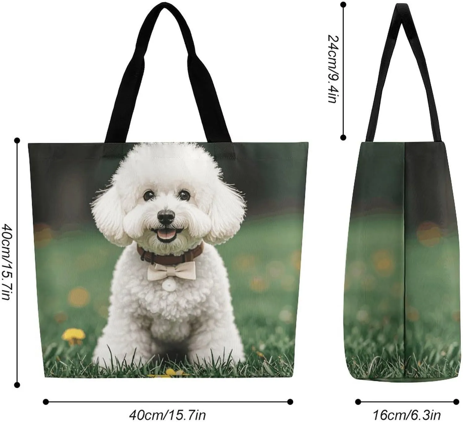 Foldable Grocery Bag Reusable Shopping Bag White Blooms Blue Butterflies Tote Bag Casual Handbags for Work Shopping