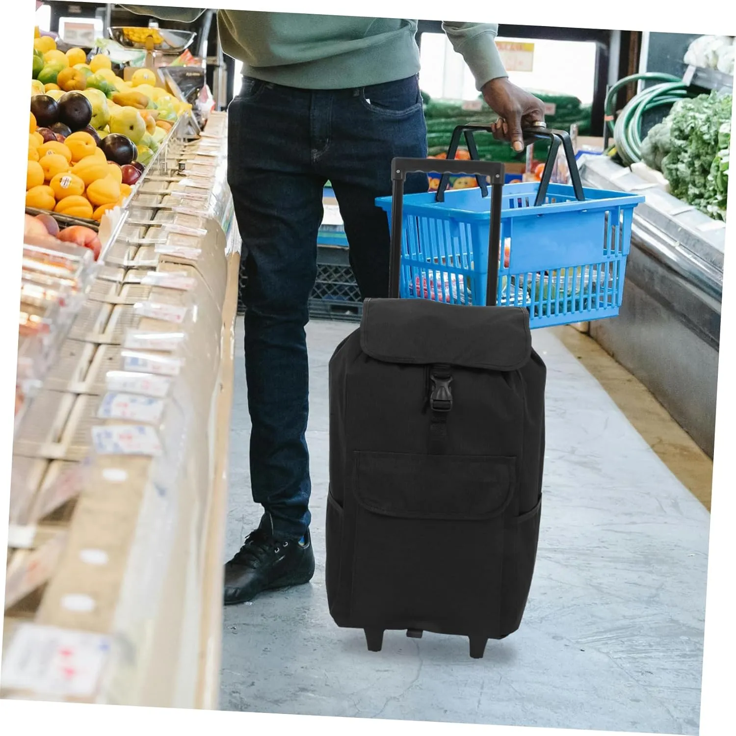 Foldable Grocery Cart Bag Oxford Cloth Trolley Replacement Bag with Side Pockets for Shopping Travel and Household Use Spacious Storage