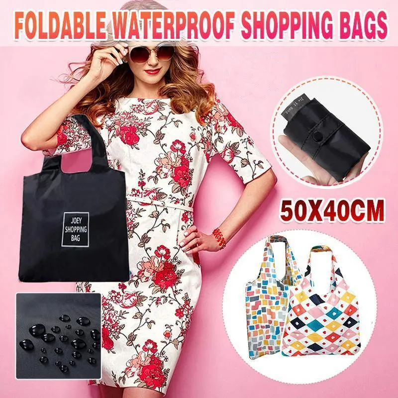 Foldable Shopping Bag Travel One-Shoulder Bag Portable Storage Bag Waterproof