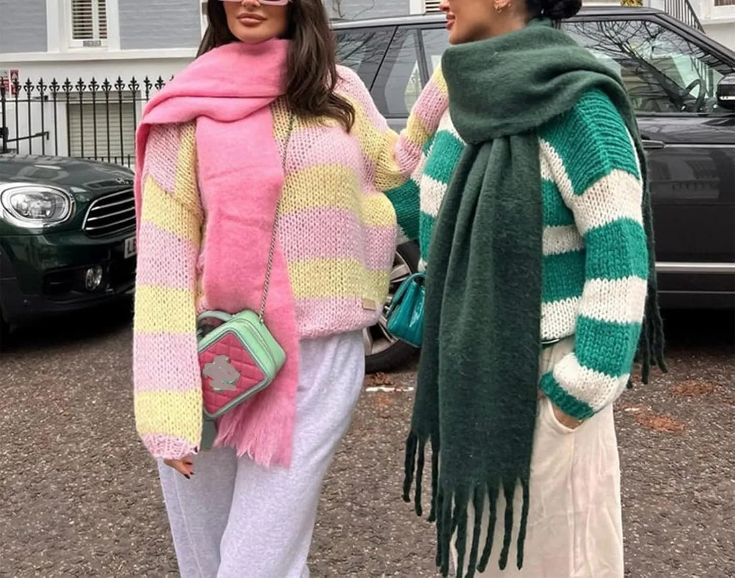 FOMOYUU Women Oversized Striped Sweater Color Block Knit Long Sleeve Sweatshirt Loose Pullover Y2K Preppy Jumper