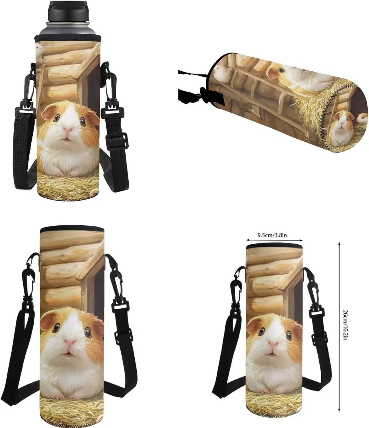 FOR U DESIGNS 4 Piece Guinea Pig Backpack Set with Lunch Box for Kindergarten Girls 5-6 Years Lightweight 17 Inch Spacious School Bag for Outdoor Travel