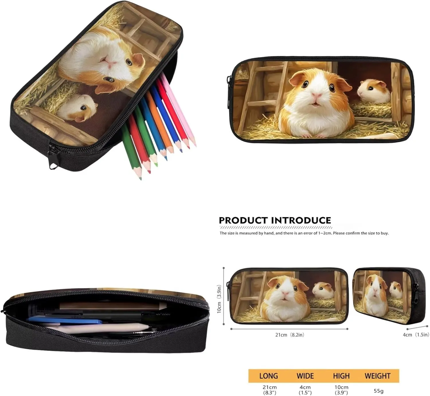 FOR U DESIGNS 4 Piece Guinea Pig Backpack Set with Lunch Box for Kindergarten Girls 5-6 Years Lightweight 17 Inch Spacious School Bag for Outdoor Travel