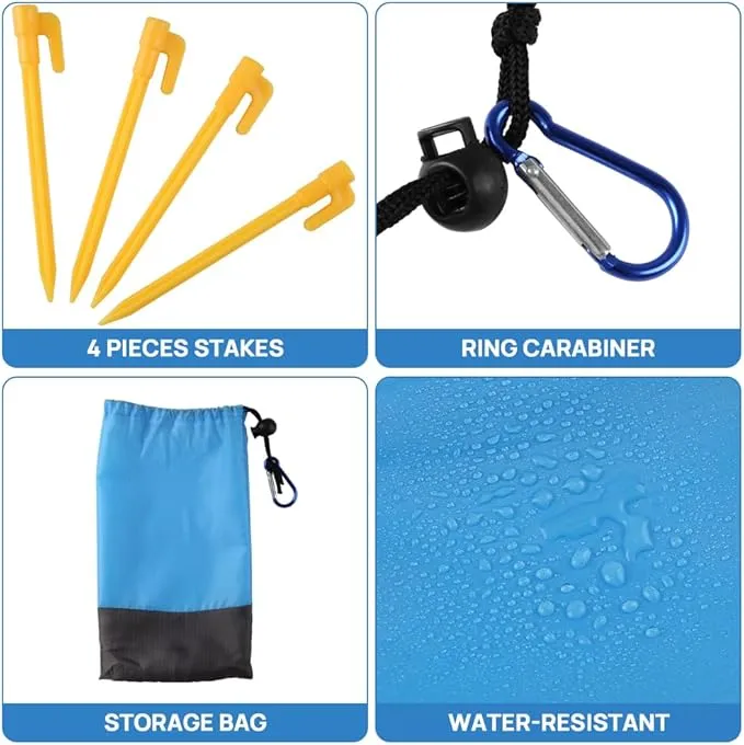 Forbidden Road 83" x 79" Beach Blanket Oversized Waterproof Sandproof Picnic Mat for 1-3 Adults (Blue, 83" x 79" (1-3 Person))