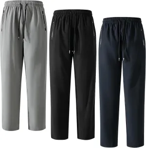 FoxQ Men's Sweatpants Quick Dry Jogger Hiking Pants with Secure Zipper Pockets Athletic Pants for Gym,Running,Workout
