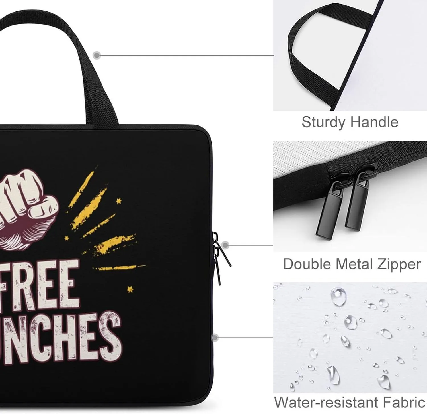 Free Punches Fighting Laptop Sleeve Bag Computer Carrying Case Laptops Protective Cover for Travel Business