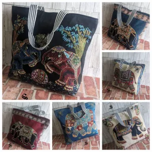 FREE SHIPPING 🚚 Ethnic Khadi cotton Big size Beach/ Tote Bag with premium fabirc lining inside. Size : 18 by 15 by 4 inch. Pack of 6.
