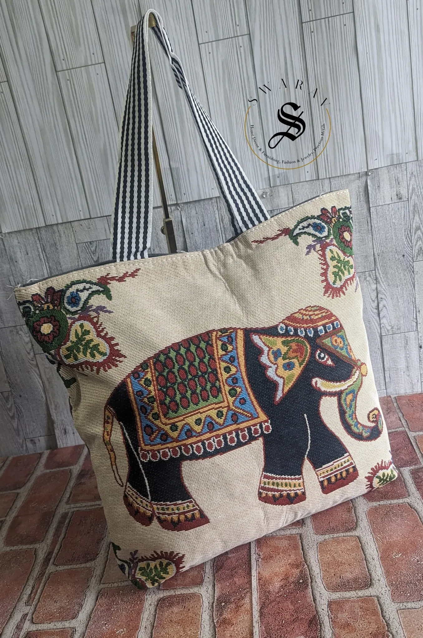 FREE SHIPPING 🚚 Ethnic Khadi cotton Big size Beach/ Tote Bag with premium fabirc lining inside. Size : 18 by 15 by 4 inch. Pack of 6.