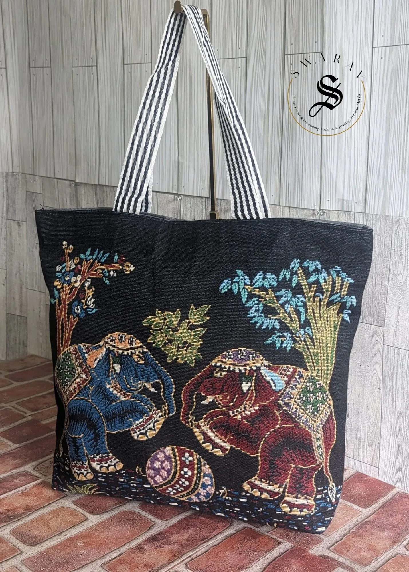FREE SHIPPING 🚚 Ethnic Khadi cotton Big size Beach/ Tote Bag with premium fabirc lining inside. Size : 18 by 15 by 4 inch. Pack of 6.