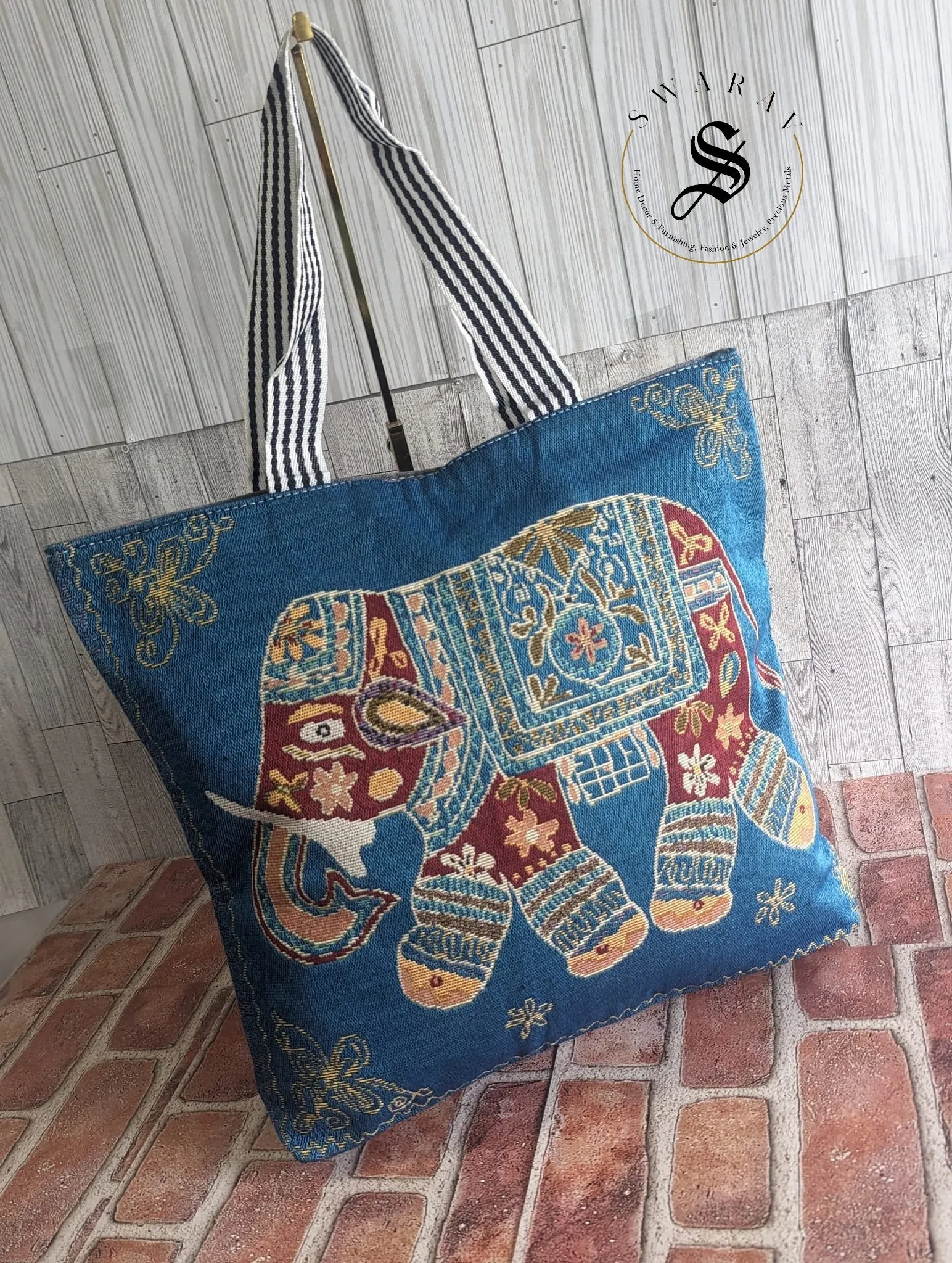 FREE SHIPPING 🚚 Ethnic Khadi cotton Big size Beach/ Tote Bag with premium fabirc lining inside. Size : 18 by 15 by 4 inch. Pack of 6.