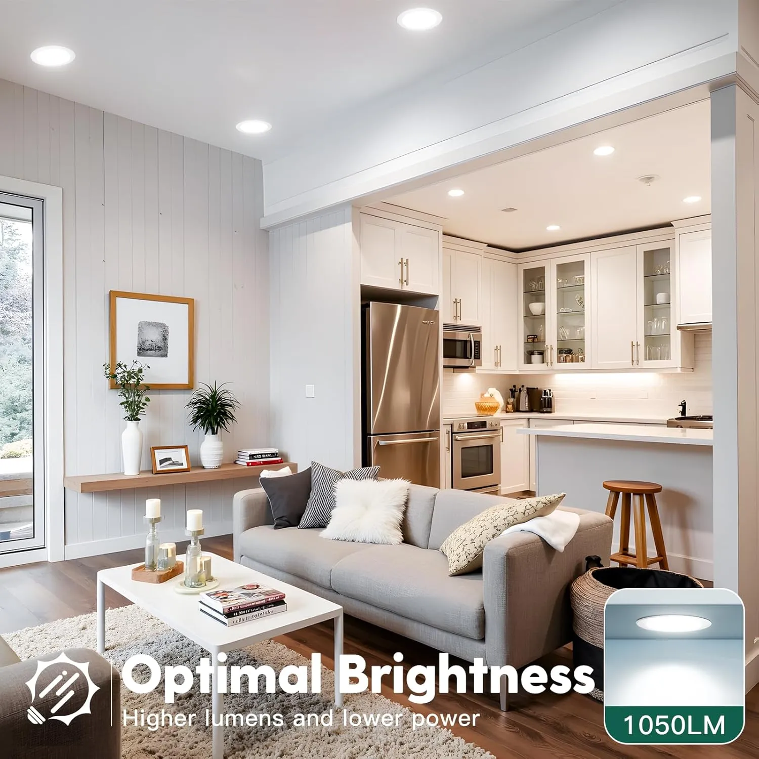 FREELICHT 24 Pack 6 Inch 5CCT Ultra-Thin LED Recessed Ceiling Light with Junction Box, 2700K/3000K/3500K/4000K/5000K Selectable, 1050LM Brightness, Dimmable Canless Wafer Downlight, 12WEqv110W-ETL&FCC