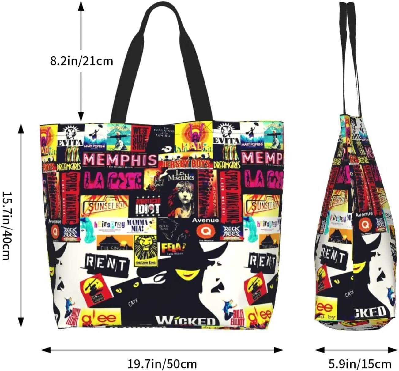 Ftuiylu broadway Tote Bag Women Kitchen Reusable Grocery Bags Shopping Bag Beach Bags Shoulder Bag