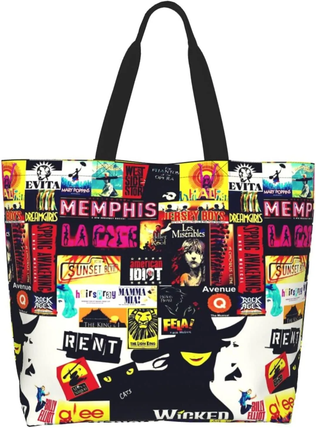 Ftuiylu broadway Tote Bag Women Kitchen Reusable Grocery Bags Shopping Bag Beach Bags Shoulder Bag
