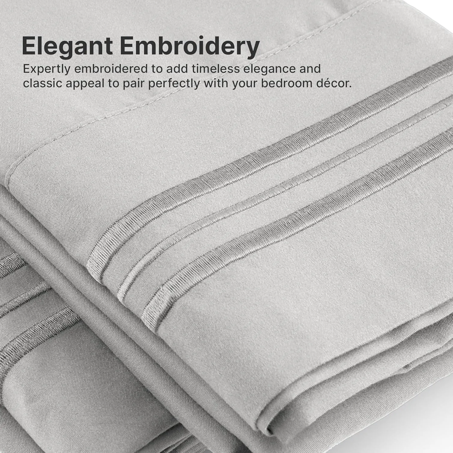 Full Size 4 Piece Sheet Set - Comfy Breathable & Cooling Bed Sheets Set - Hotel Luxury Bedding for Women, Men, Kids, Teens, Boys & Girls - Deep Pockets, Soft and Wrinkle Free - Oeko-Tex - Light Grey