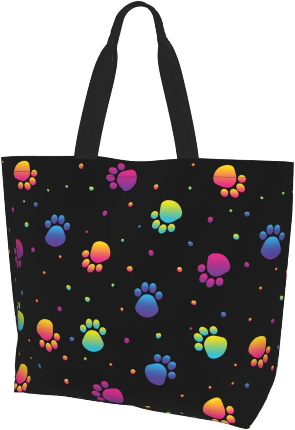 Fun Dog Paw Tote Bag For Women, Shoulder Bags Big Foldable Reusable Grocery Handbag For Travel Shopping Picnic