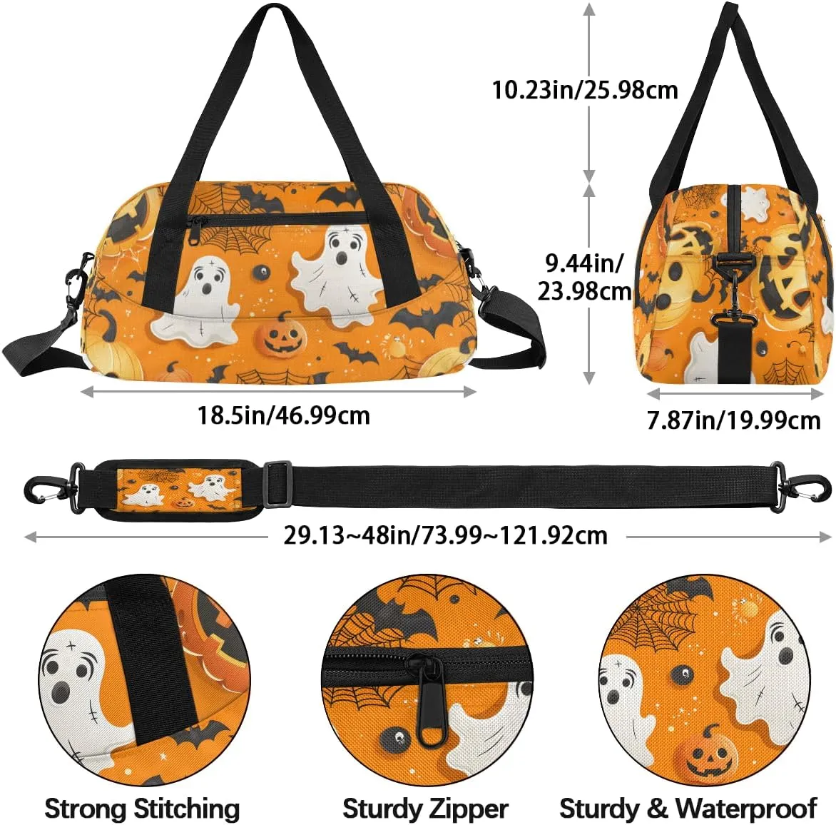 Funny Halloween Kids Duffle Bag Boys Girls Small Sport Dance Gym Bag for Overnight Travel Weekender Carry On